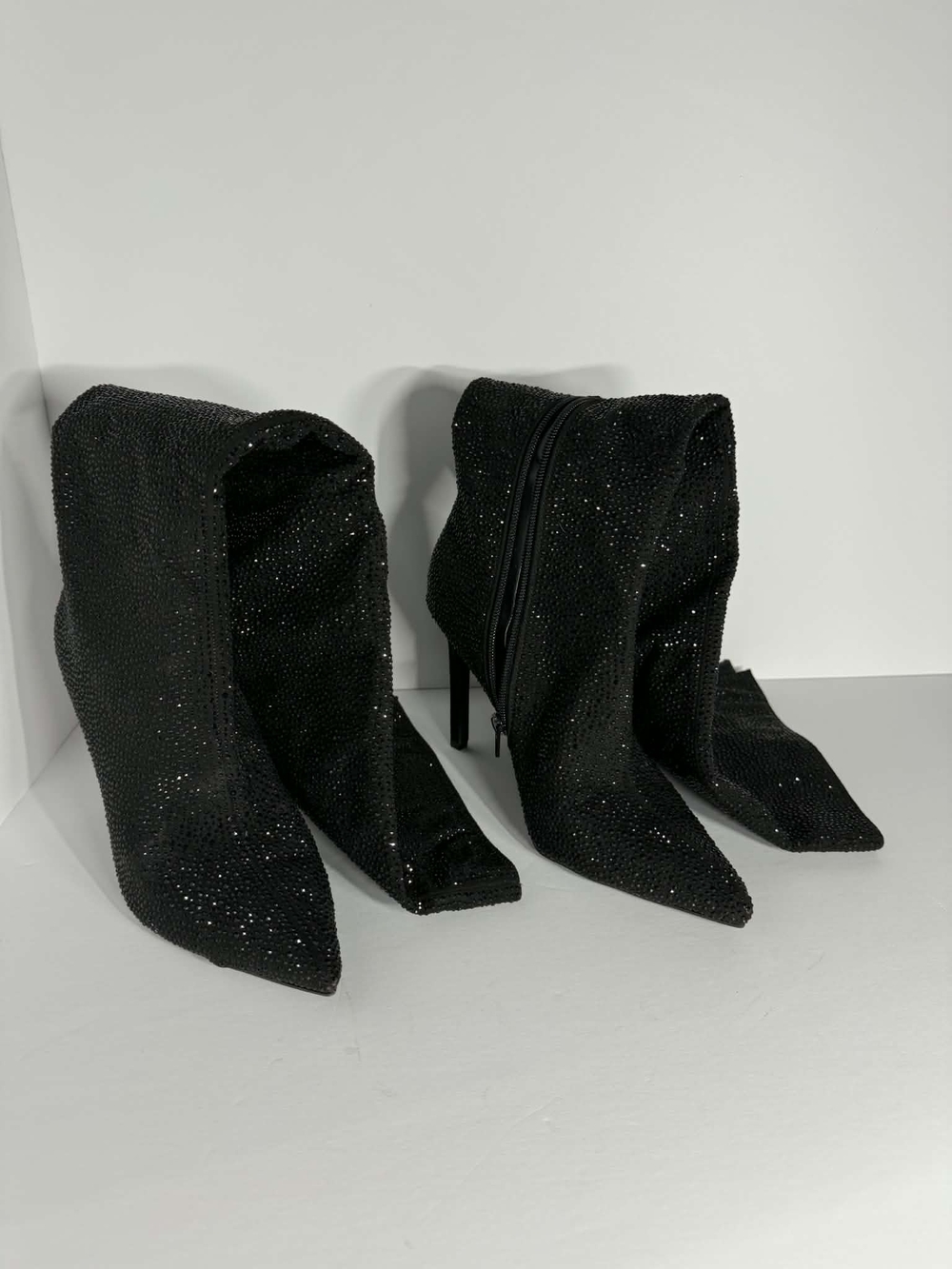 INC International Concepts Black Over-The-Knee Rhinestone Stiletto Boots - Picture 2 of 15